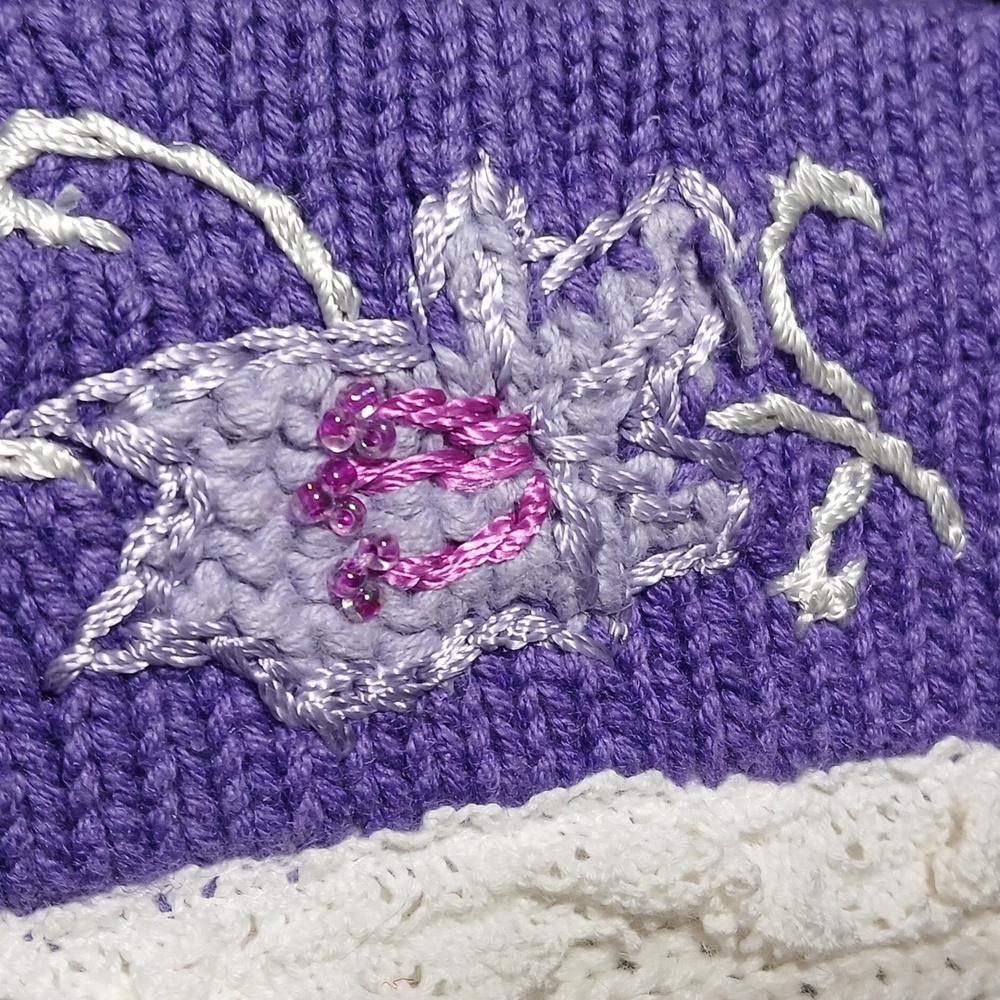 🦄 NWT Storybook Knits Lavender Unicorn Embroidered Beaded Cardigan Grandmacore - Picture 6 of 11